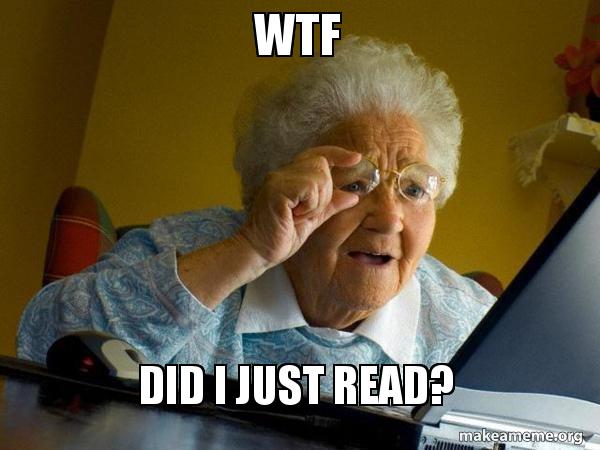 picture of a meme showing an old woman adjusting her glasses while looking at a laptop screen
